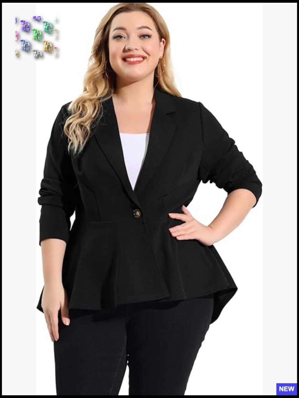 Plus Size Peplum Blazer Notch Lapel Work Business Casual Elegant Chic Jacket